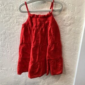Cat & Jack Americana Eyelet Tank Dress -  Medium Red Size 2T